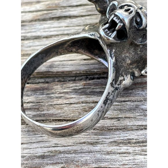 Vintage Mens Silverplate Biker statement ring King Kong Monster Size 13 - Picture 8 of 16